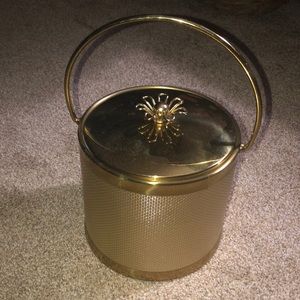 Vintage Serv-Master Creations Ice Bucket Gold Tone Diamond Point Barware MCM